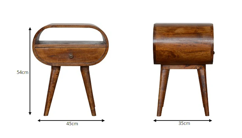Chestnut Circular Bedside with Open Slot