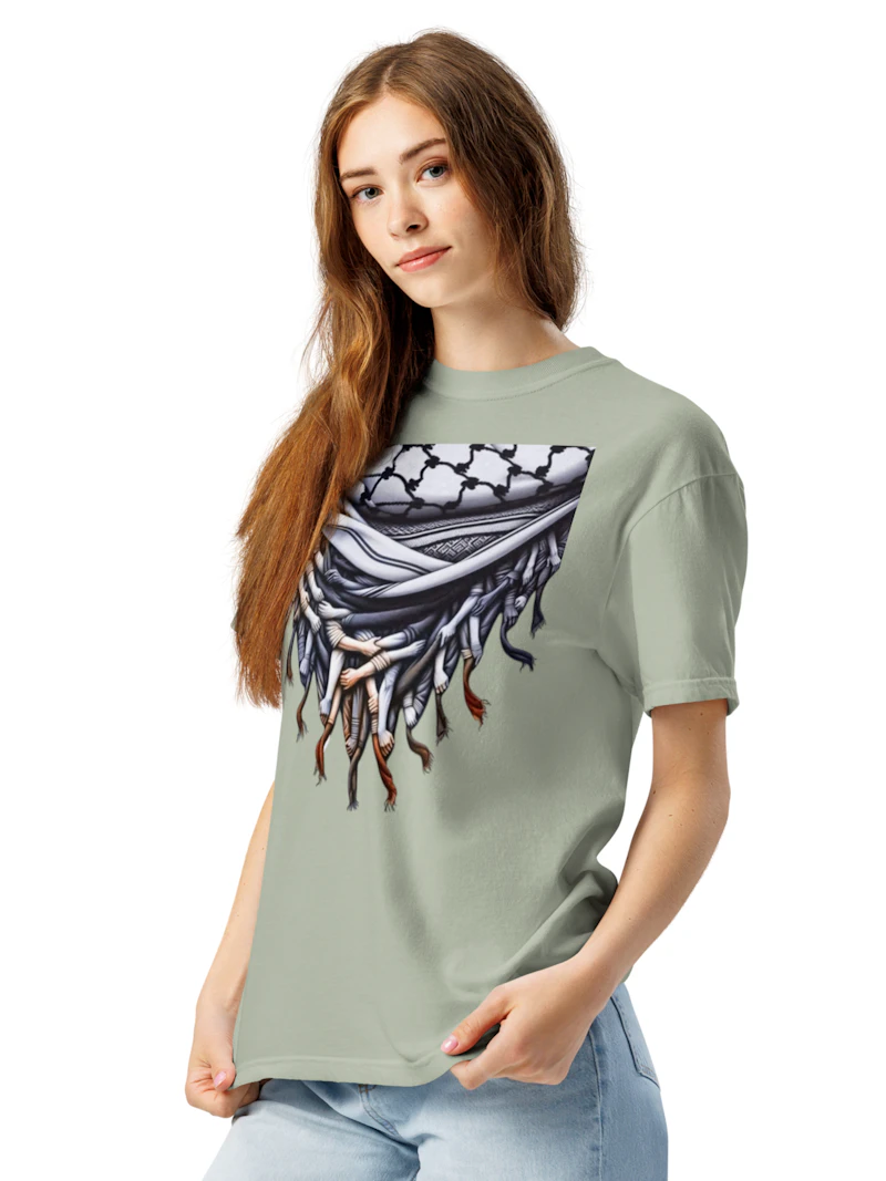 Unisex garment-dyed heavyweight Palestinian iconic keffiyeh t-shirt