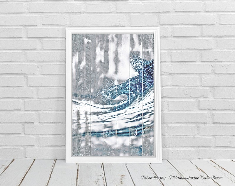 Wave - stormy sea, maritimes Wandbild im Landhausstil, Shabby Chic