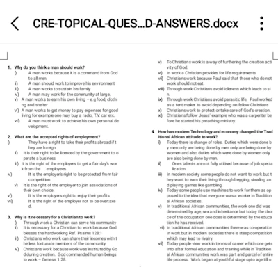 CRE Revision questions and answers 