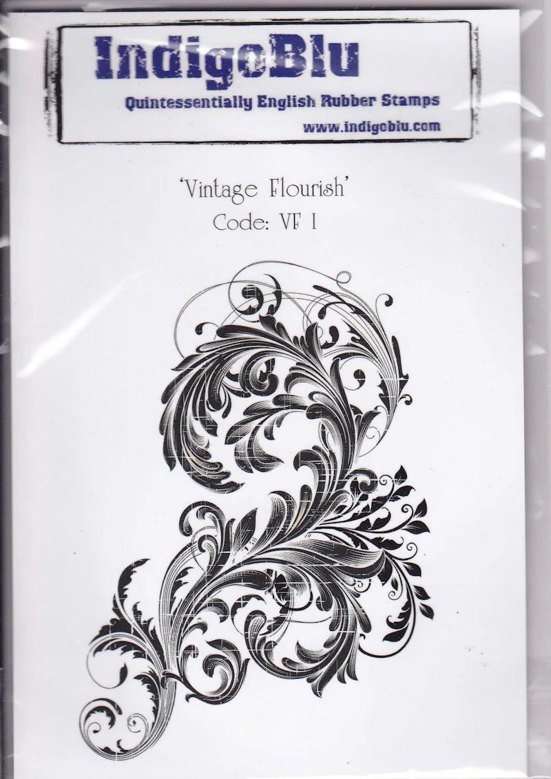 Indigo Blu A6 Stempel "Vintage Flourish"