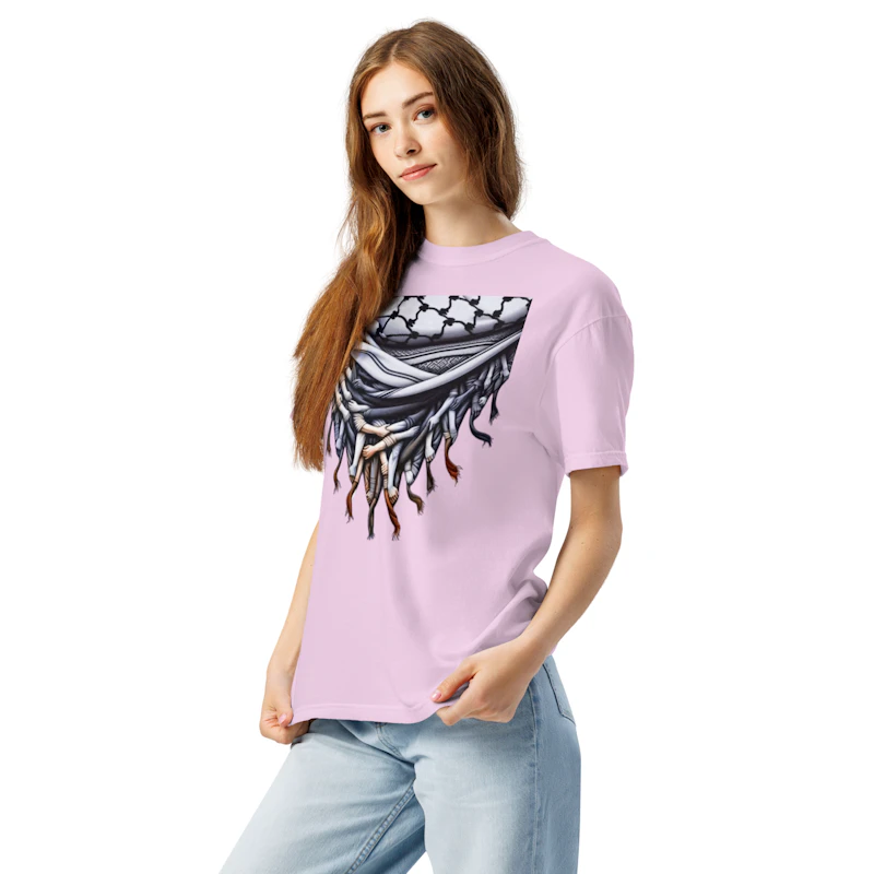 Unisex garment-dyed heavyweight Palestinian iconic keffiyeh t-shirt