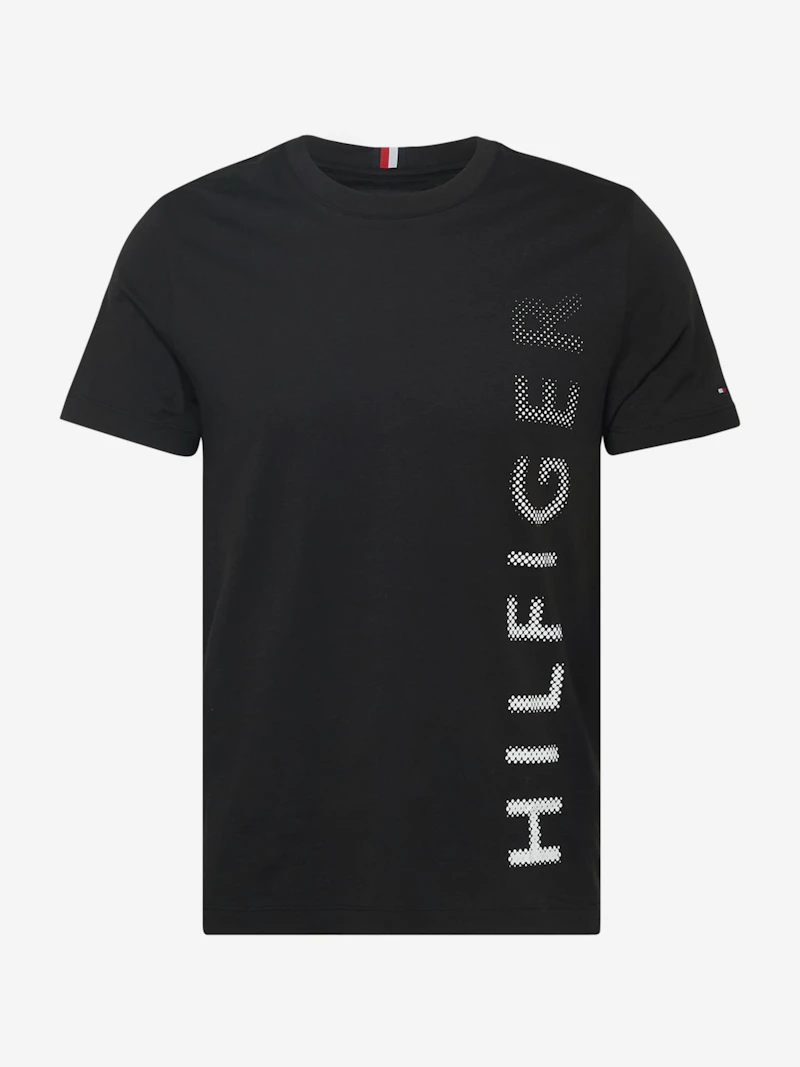 TOMMY HILFIGER - T-SHIRT NOIR  LOGO VERTICAL
