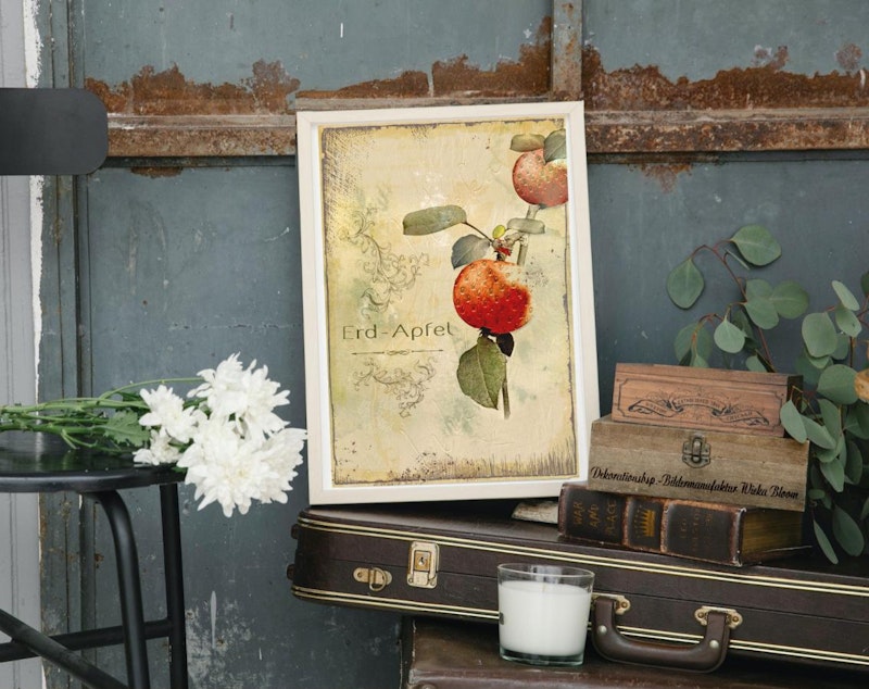 Erdapfel Früchte Wandbild im Landhausstil Shabby Chic Vintage Style kaufen