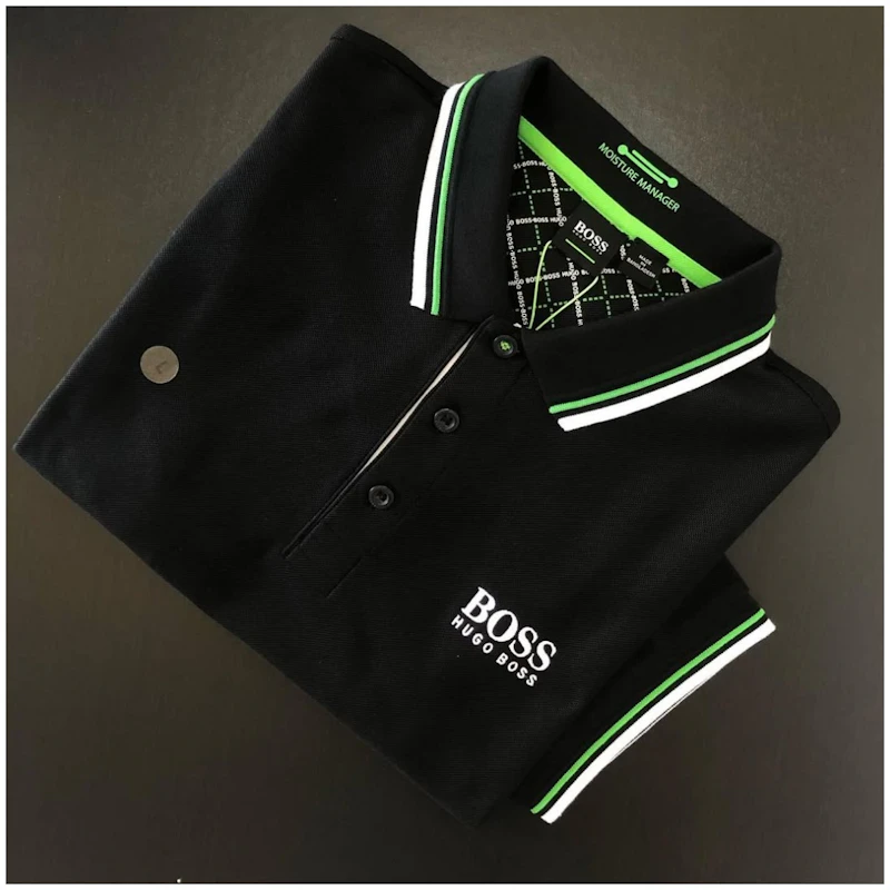 HUGO BOSS - POLO PADDY NOIR  RAYURES 3D