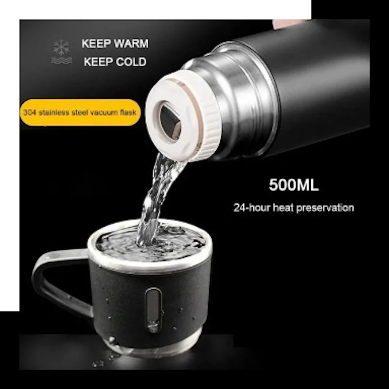3 In 1 Vacuum Insulated Thermal Flask Set With Cup