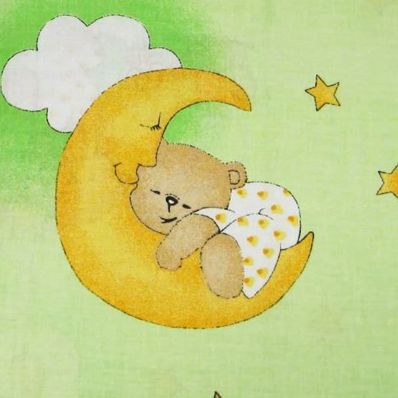 Kinderstoff Baumwollstoff Bärchen Mond & Sterne