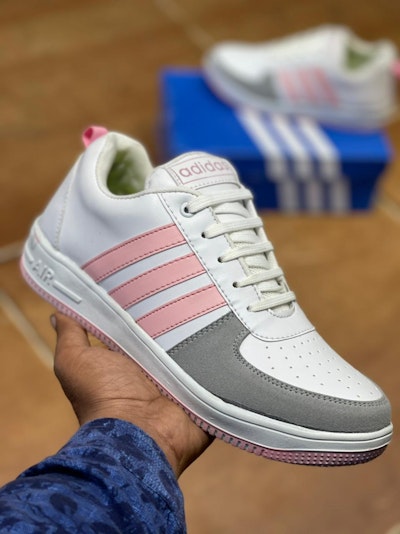 Adidas Men's White & Pink Solid Grand Court Base Sneakers