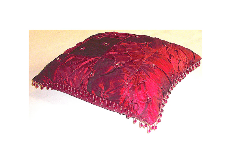 Rouge Beaded Edge - Reversible Throw Pillow