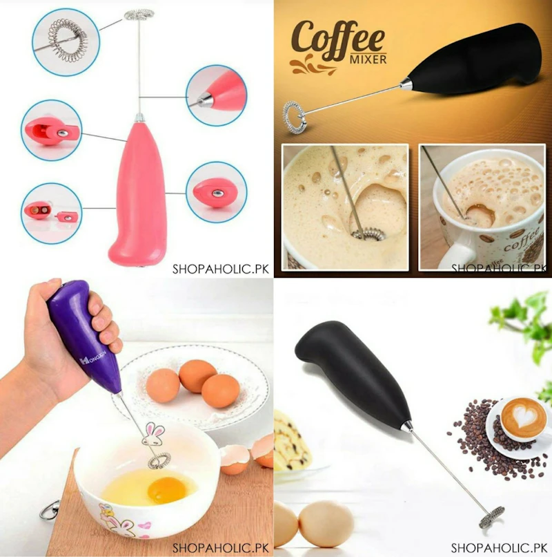 Electric Egg Beater Milk Drink Coffee Whisk Mixer Foamer Mini Handle Stirrer Practical Cooking Tool Kitchen Mini Whisk(random Color) ₨257