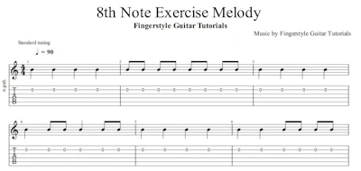 8th Note Exercise Melody | TABS & Sheet Music