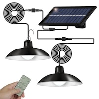 SyouHome Outdoor Solar Hanging Pendant Light 78 LED Dual Head Motion Sensor