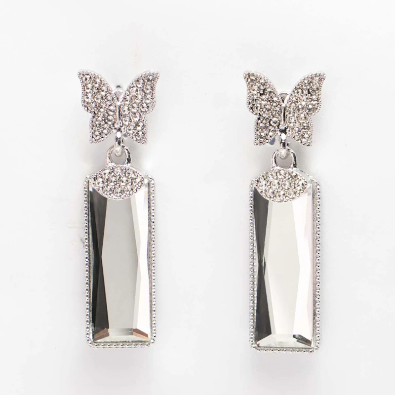 Butterfly Wing Crystal Drop Earrings