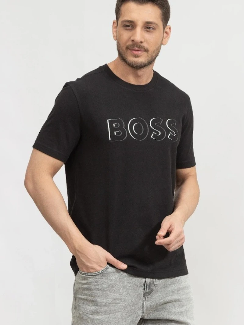 HUGO BOSS - T-SHIRT NOIR IMPRIMÉ BOSS