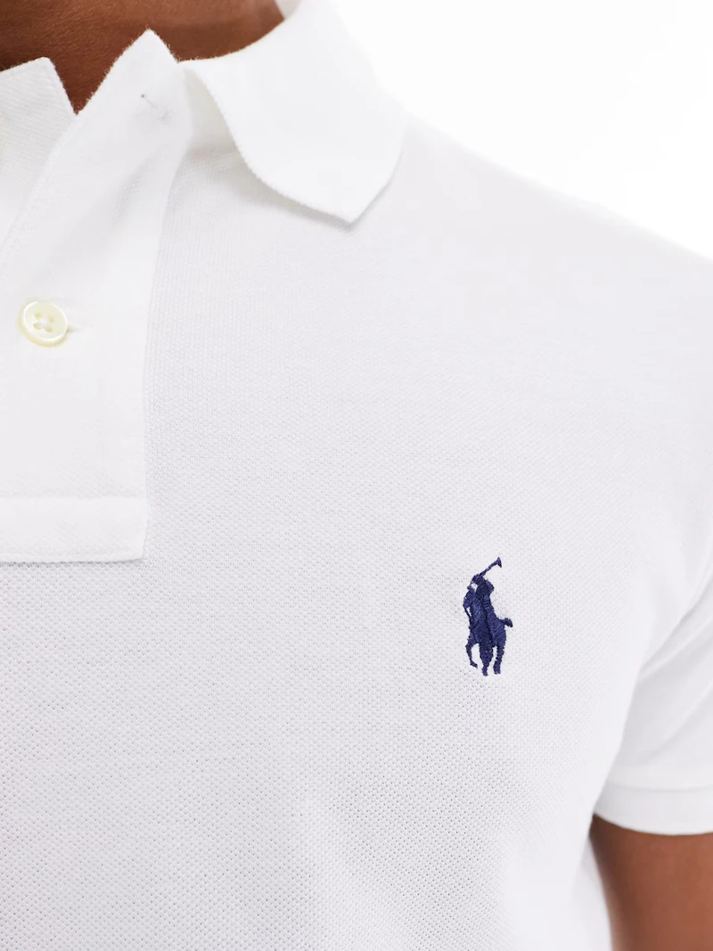 RALPH LAUREN - POLO BLANC  LOGO BRODÉ BLEU