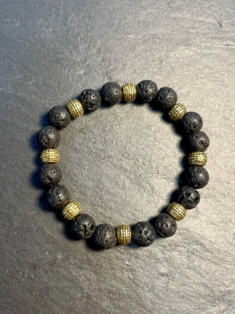 Lava and Gold breite Goldperlen