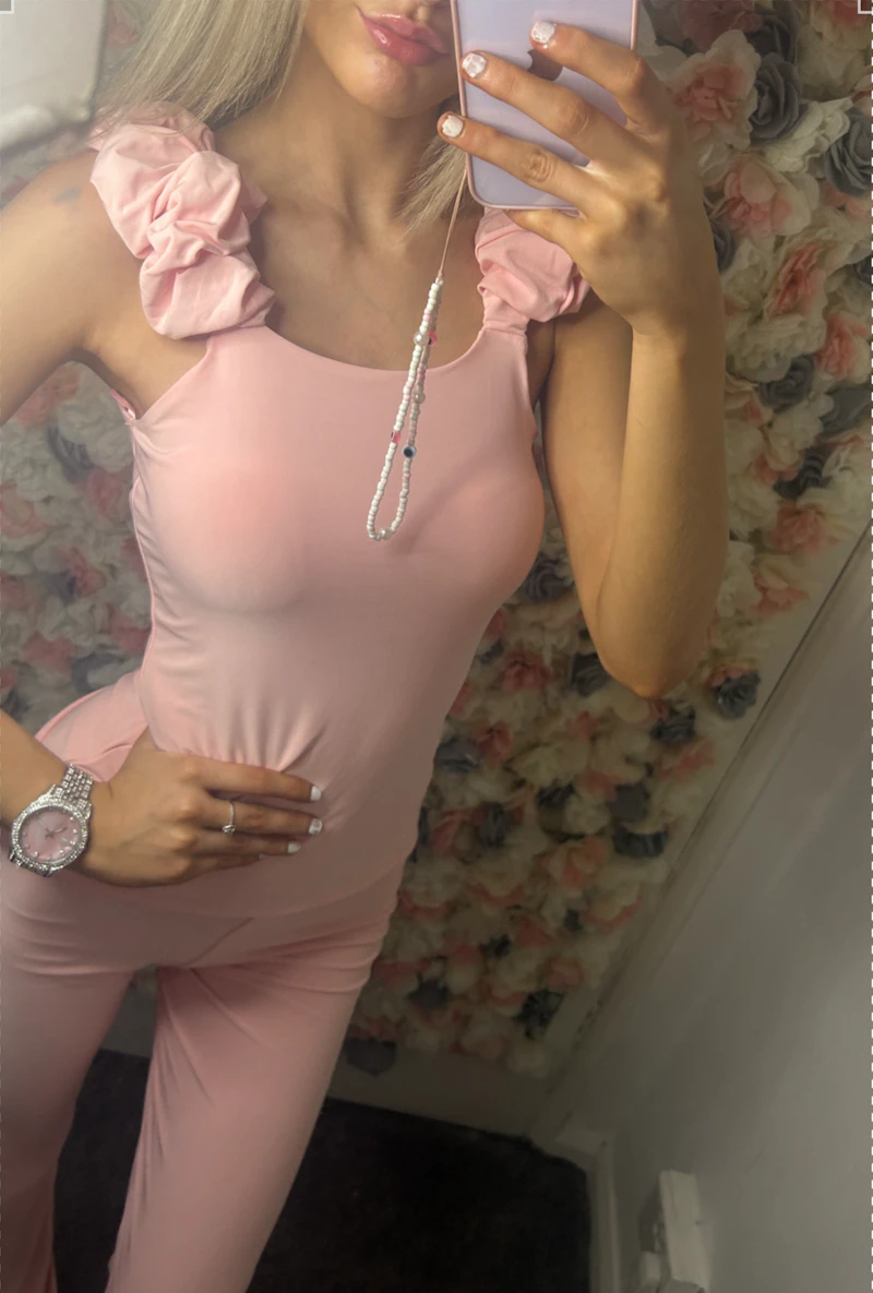 2 piece flared runched vest sets 