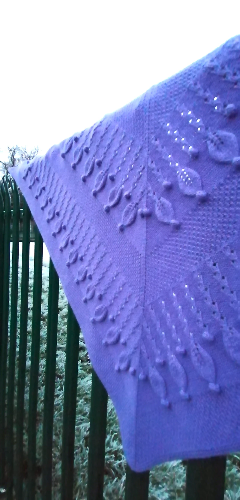 Scarf for women, triangle, in bluebell, with openwork & balls pattern, 100% Gelongora, will be made in your favorite color, to pre-order