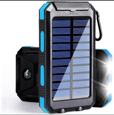 Solar Power Bank Dual USB Compact Waterproof LED LIGHT IPHONE Battery Charger