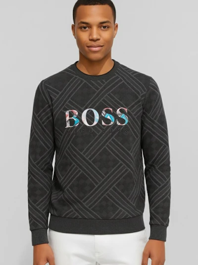 HUGO BOSS - PULL TEXTURÉ LOGO COLORÉ