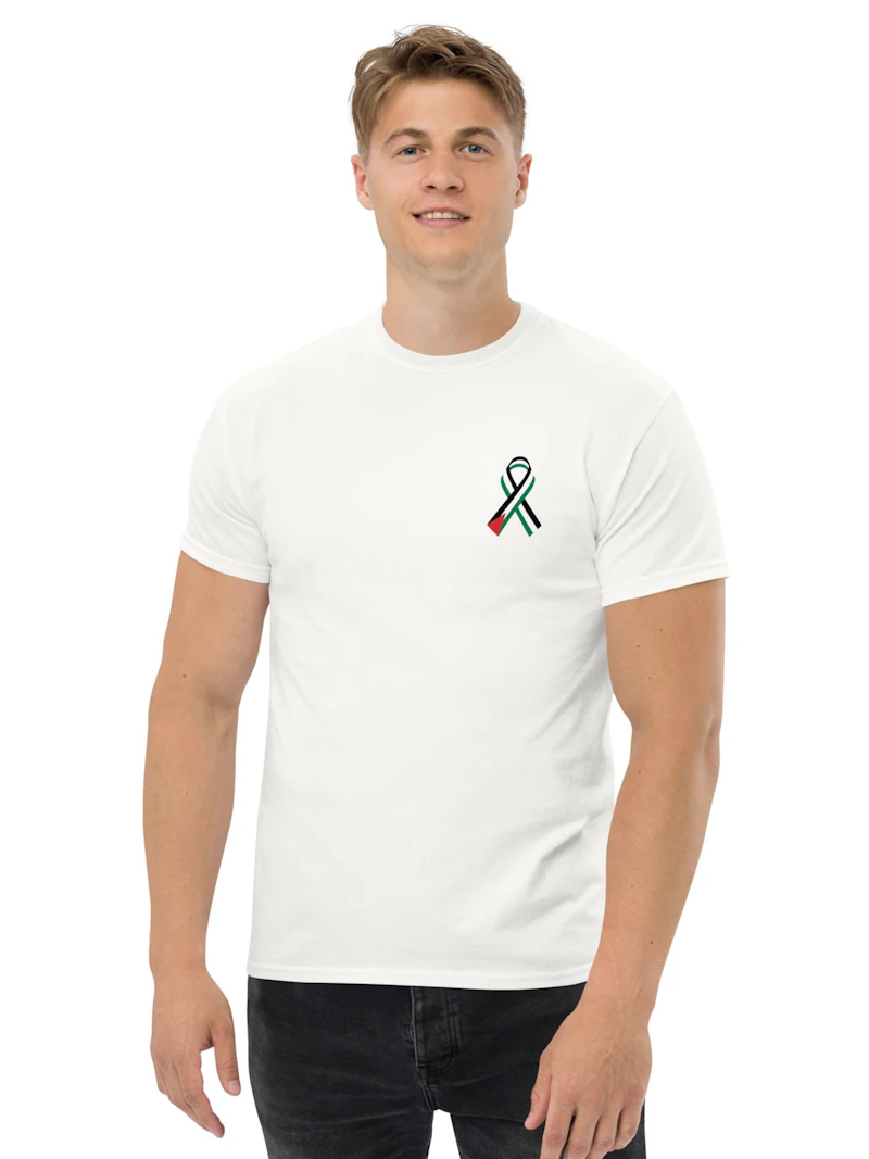 Palestinian flag ribbon black t shirt