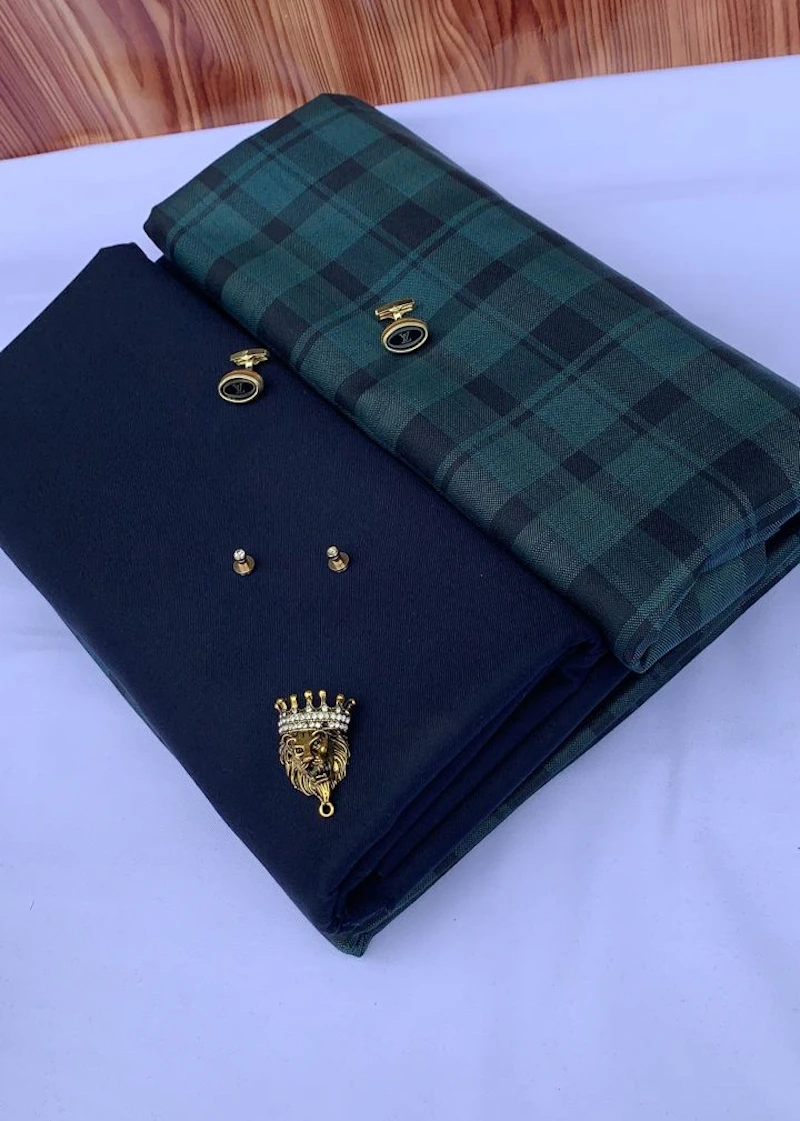 Navy blue with green check Senator