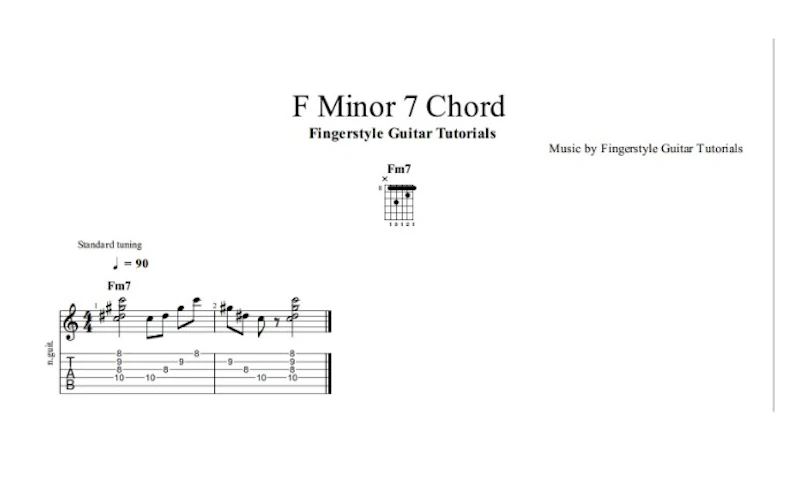 F Minor 7 Chord - TABS & Sheet Music