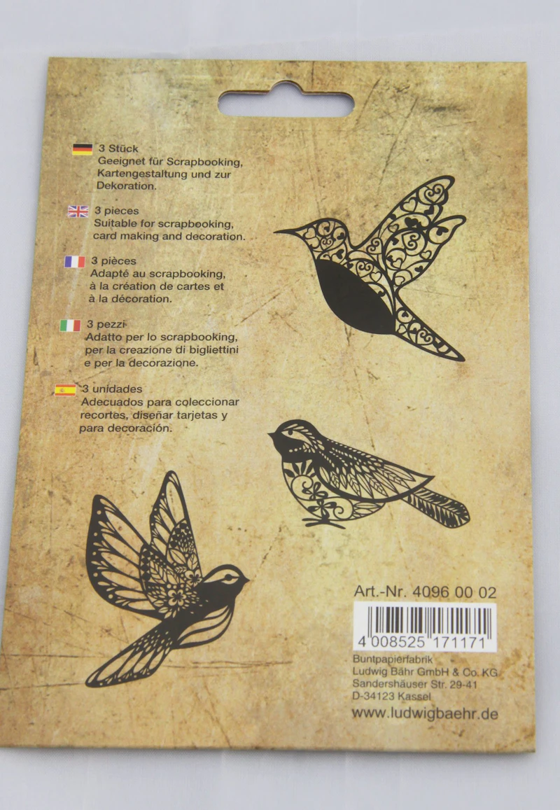 Vintage Laser Die Cuts "Vogel", 3 Stück