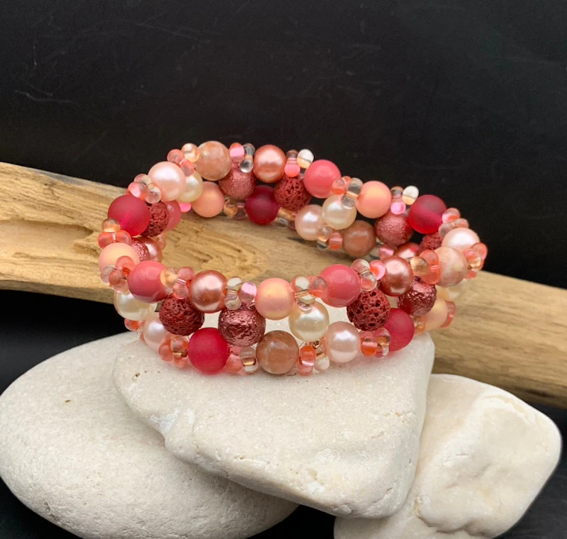 •• SÅLD •• 3-radigt armband BLUSH