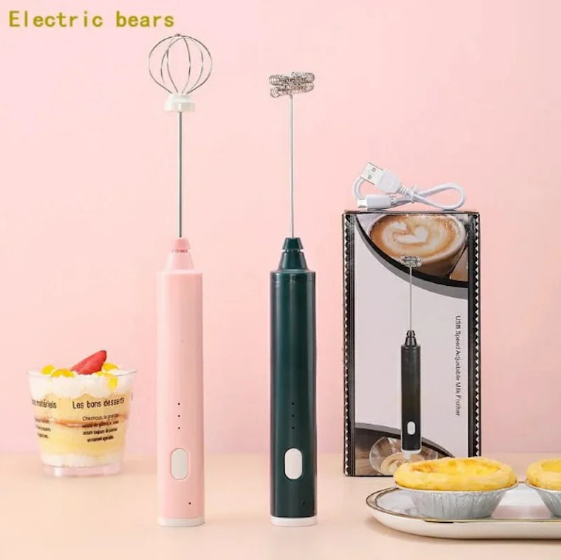 Handheld Electric Milk Frother Whisk Egg Beater Usb Rechargeable Coffee Blender Household Milk Shaker Mixer Foamer Food Blender (random Color)