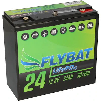 FLYBAT LiFePO4 Akku 12V (12,8V) 24Ah inkl. Bluetooth und CanBus