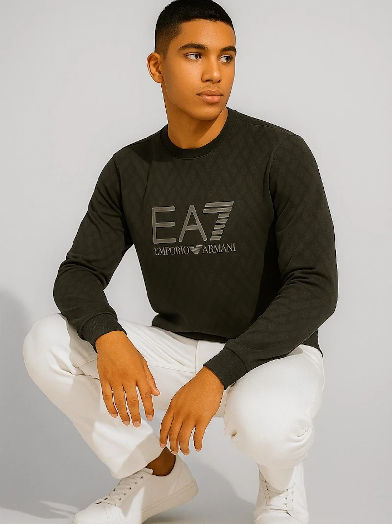 EMPORIO ARMANI - PULL TEXTURÉ LOGO ACIER