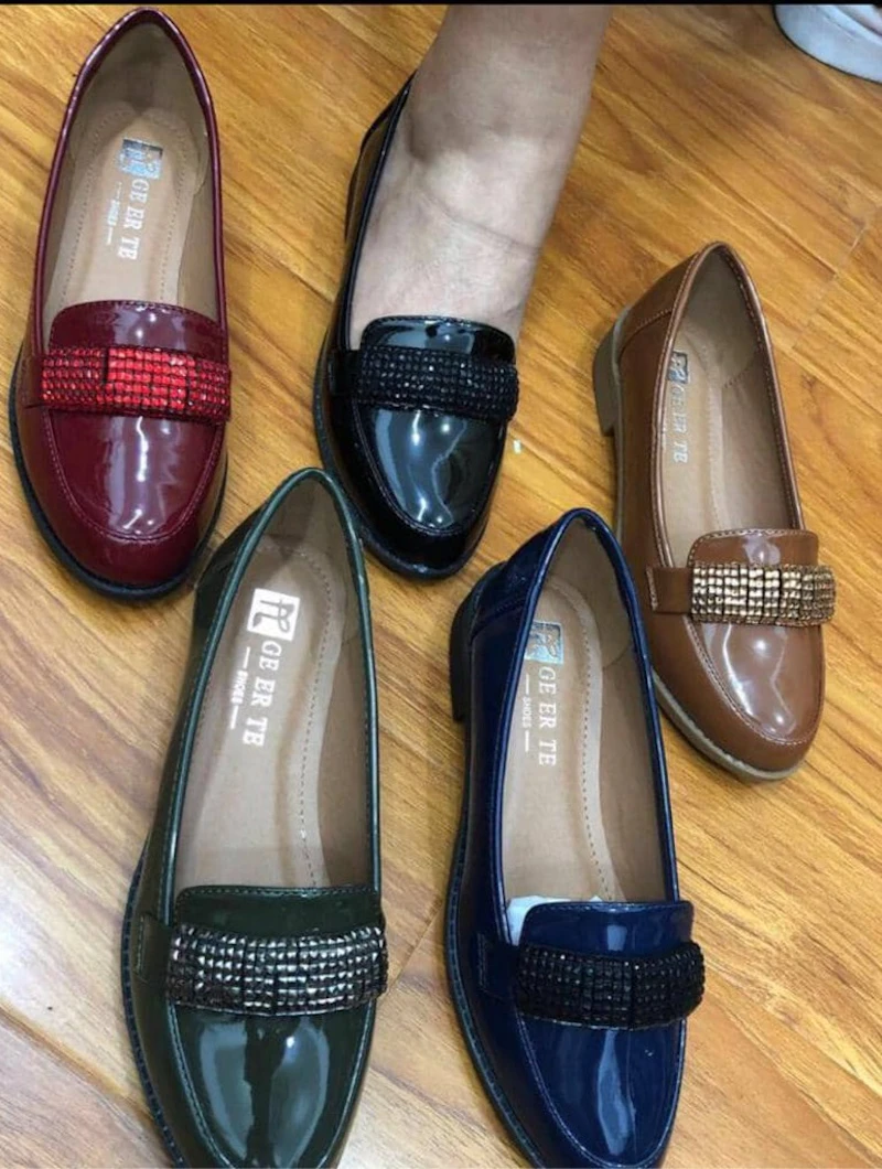 Glossy belt office Shoe- Black, Gold, Wine - Size: 37-43