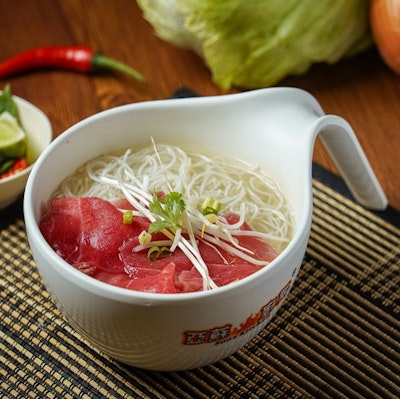 Raw beef with Flat Rice Noodles (Soo Kitchen)