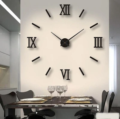 DIY Wall Clocks 3D Mirror Stickers Large Wall Clock - Red