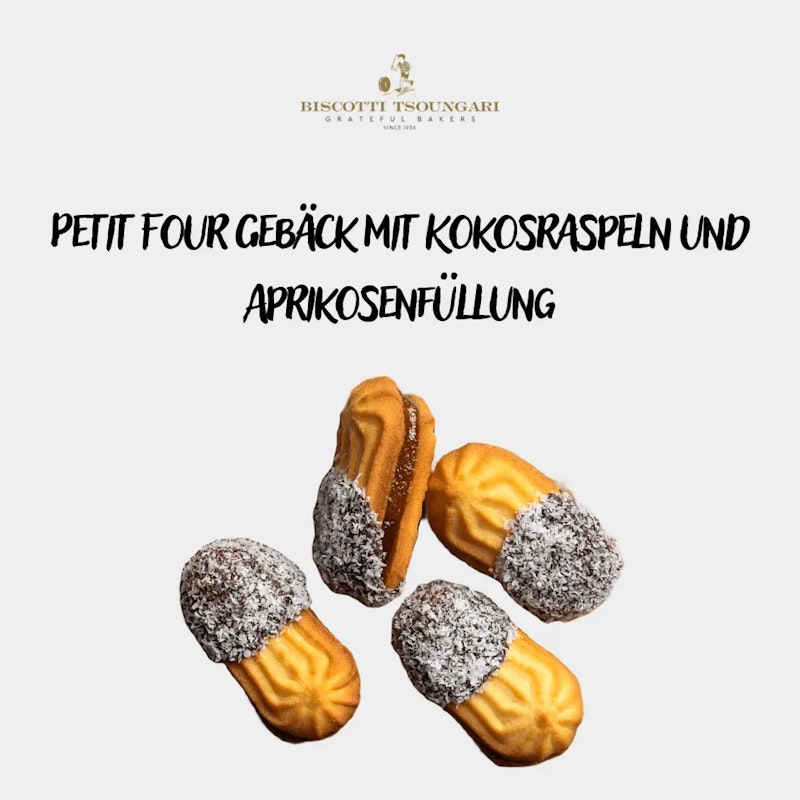 Petit Four mit Aprikosenmarmelade und Kokosraspeln 300g