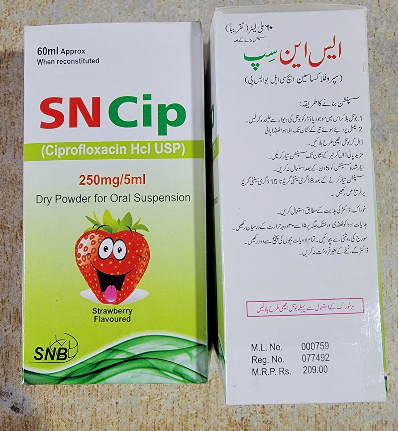 SN cip 250 syrup (Ciprofloxacin) 
