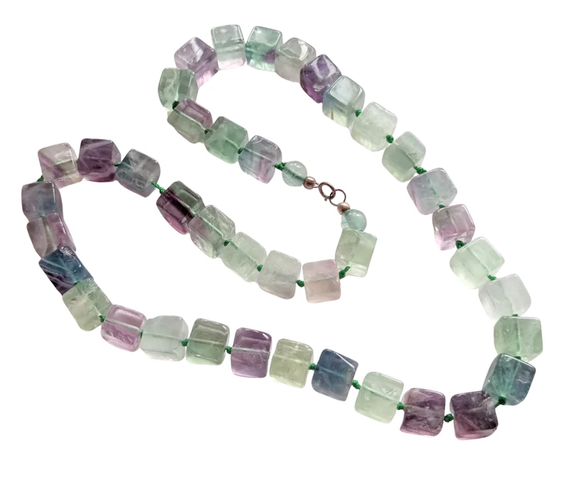 Edelsteinkette Fluorit Würfel Einzelstück