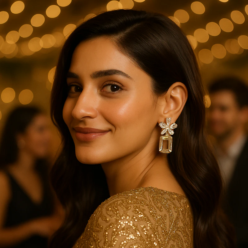 Blossom Crystal Statement Drop Earrings
