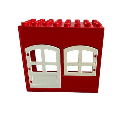 Hausteil rot mit Tür und Fenster