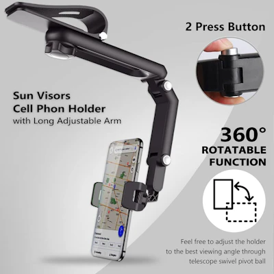 Sun visor cell phone holder