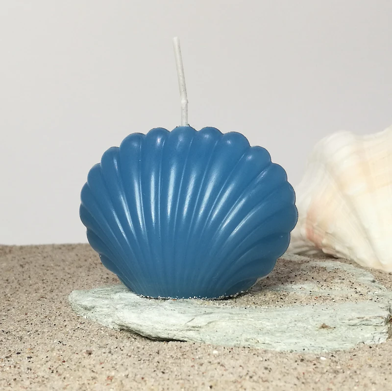 Kerze Muschel-Design, blau