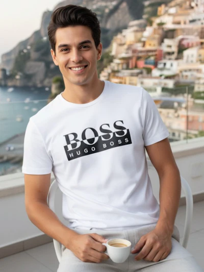 BOSS - T-SHIRT BLANC À LOGO PIXELÉ