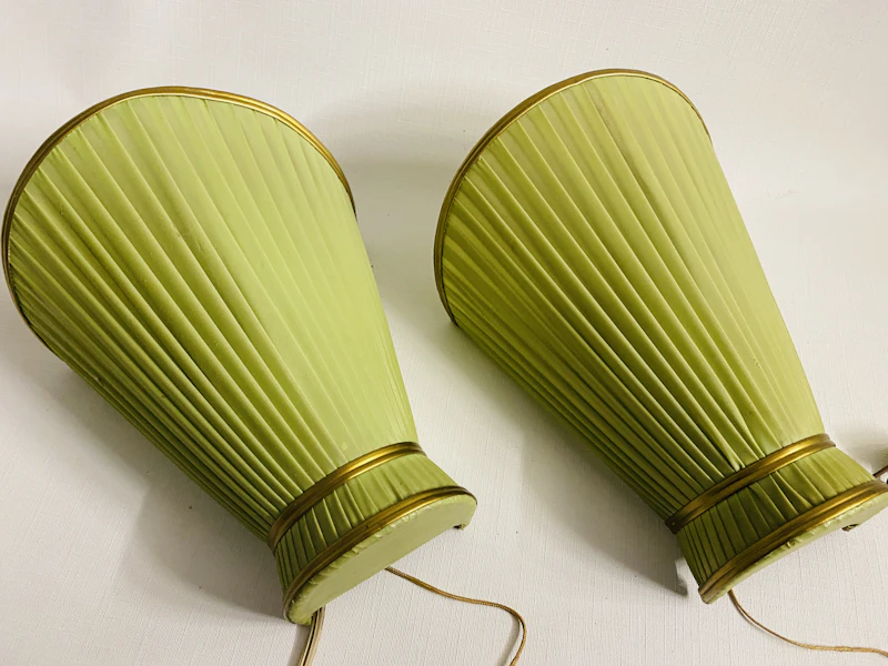 True vintage grüne Stoff Wandlampen