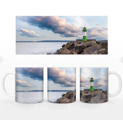 Leuchtturm Tasse Rügen - Sassnitz – Keramikbecher – Ostsee Motiv auf Rügen
