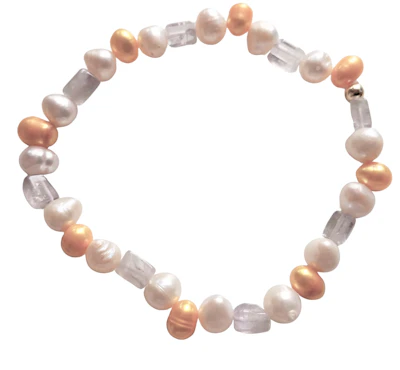 Perlenarmband weiss-gelb