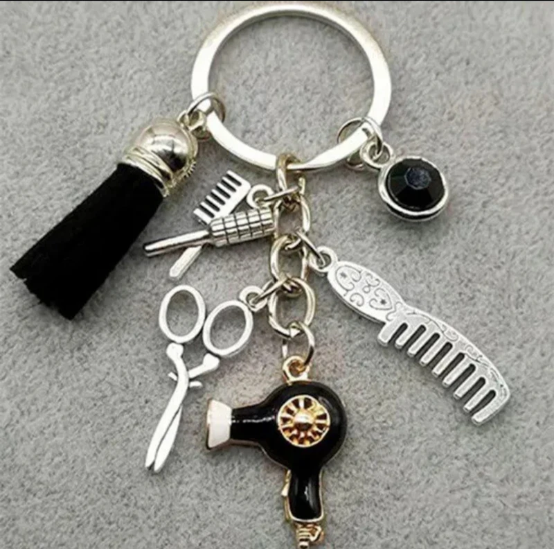 Hair styling Hair cutting salon charm keychain