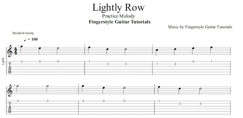 Lightly Row - Practice Melody | TABS & Sheet Music