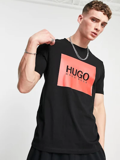 HUGO BOSS - T-SHIRT NOIR BIG RED FLAG