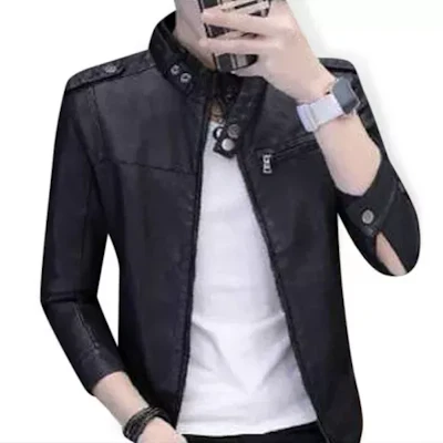 Black PU Leather Jacket For Men